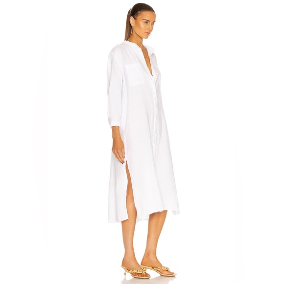 Enza Costa White Linen Shirtdress Dress - Picture 8 of 11